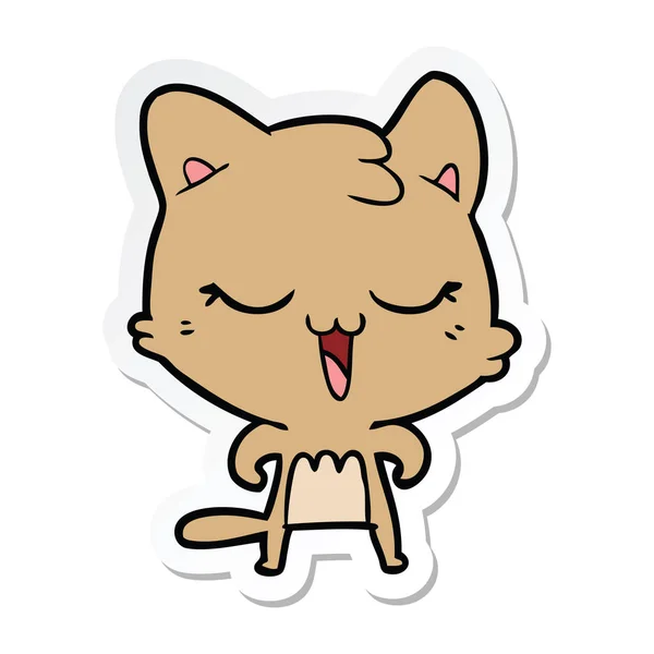 Sticker Van Een Happy Cartoon Kat — Stockvector