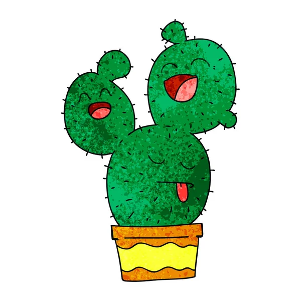 Peculiar mano dibujado cactus de dibujos animados — Vector de stock