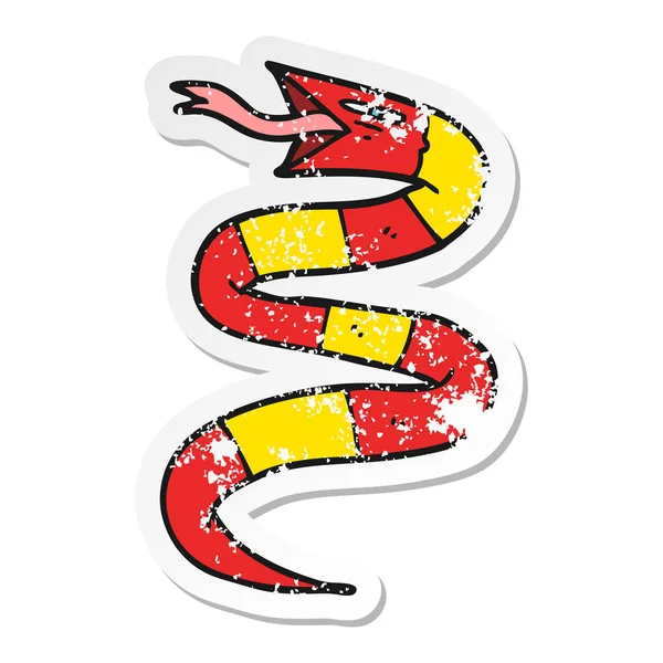 Distressed sticker of a cartoon snake — Stock Vector