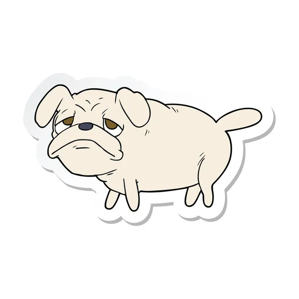 Sticker voor een tekenfilm ongelukkig pug dog — Stockvector