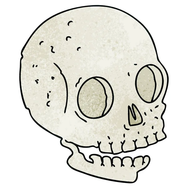 Quirky hand drawn cartoon skull — Stock Vector