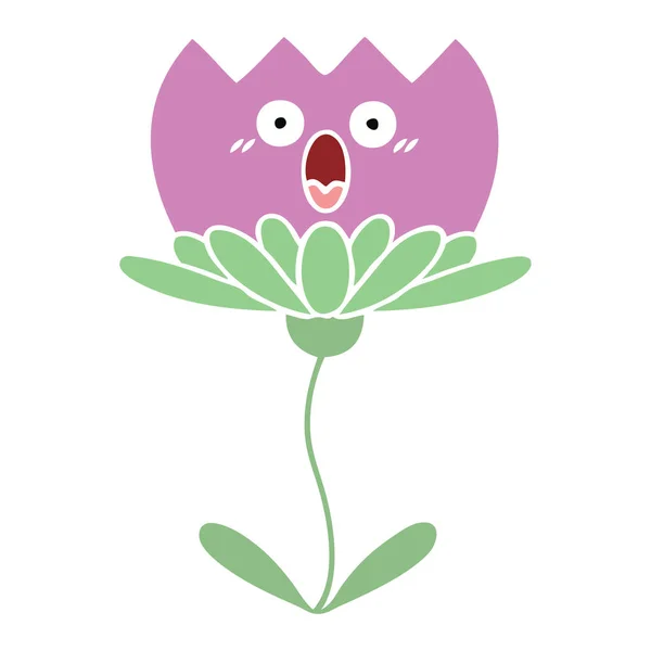 Flat color retro cartoon flower — Stock Vector