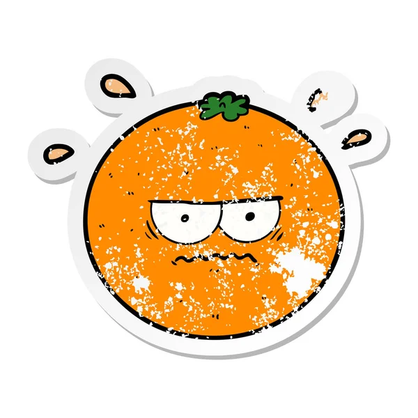 Szomorú matrica rajzfilm dühös narancs — Stock Vector