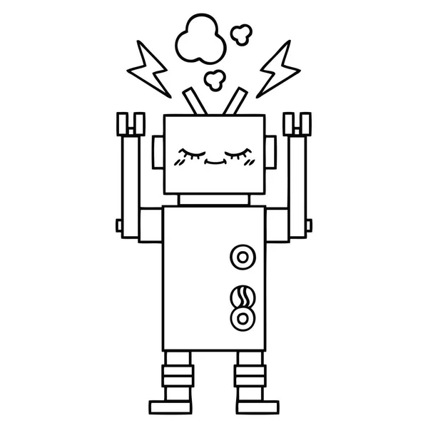 Rysowanie linii kreskówka taniec robota — Wektor stockowy