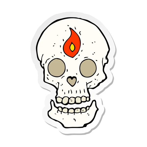 Sticker Cartoon Mystic Skull — Stock Vector