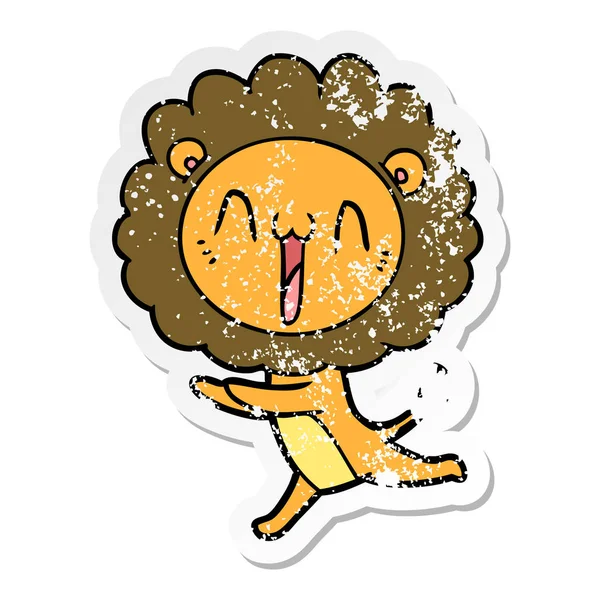 Zoufalý nálepka rádi karikatury lva — Stockový vektor