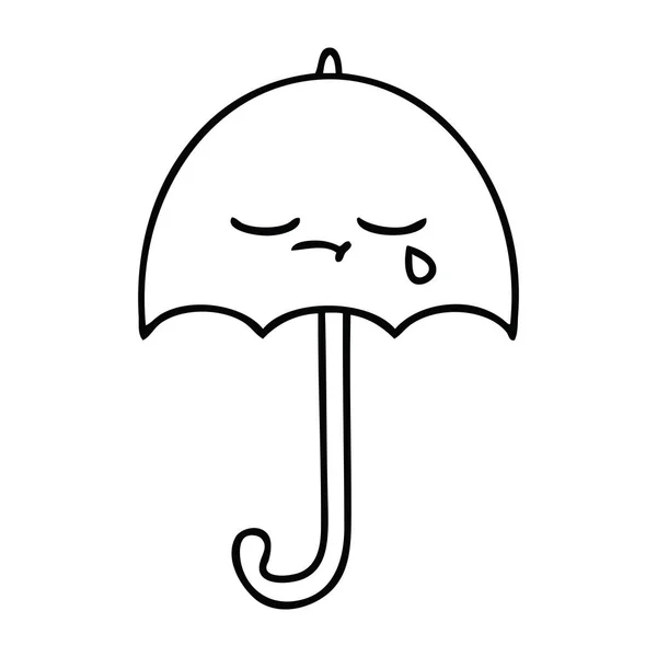 Linea disegno ombrello cartone animato — Vettoriale Stock