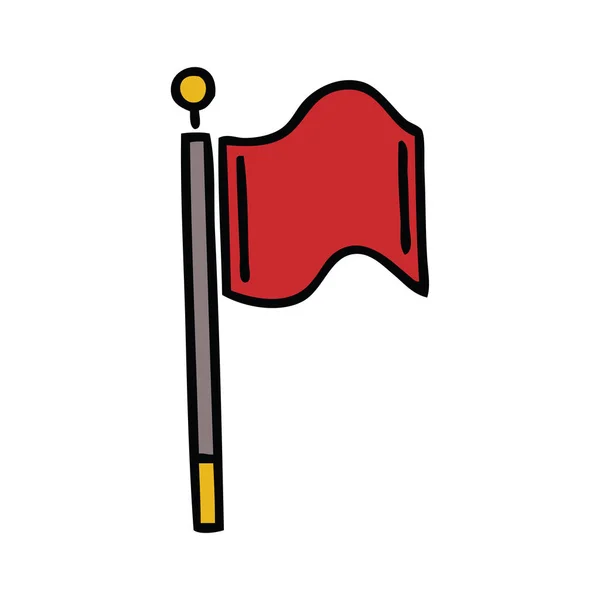 Sevimli çizgi kırmızı bayrak — Stok Vektör