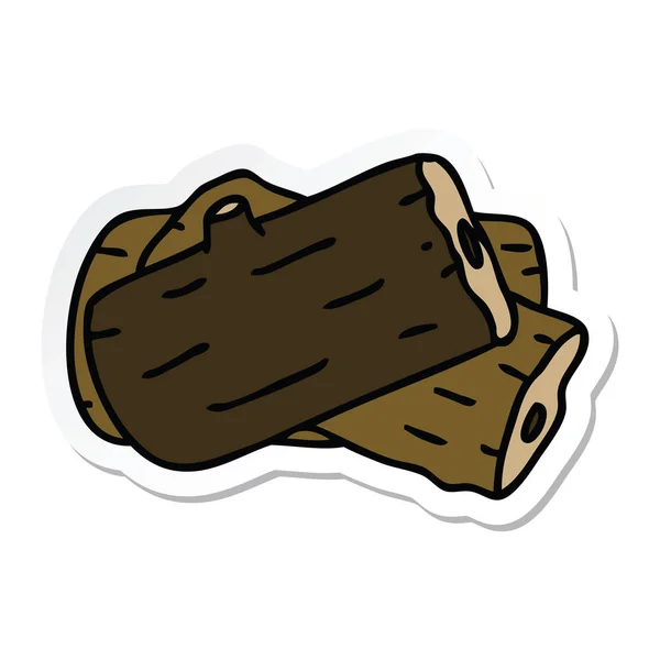 Aufkleber Eines Skurrilen Handgezeichneten Cartoon Logs — Stockvektor