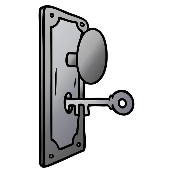Doodle de desenho animado de gradiente de uma maçaneta de porta — Vetor de Stock
