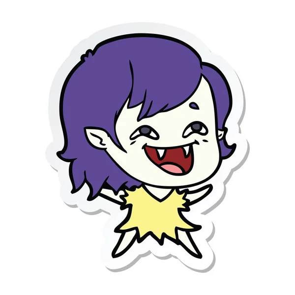 Sticker van een cartoon lachen vampier meisje — Stockvector