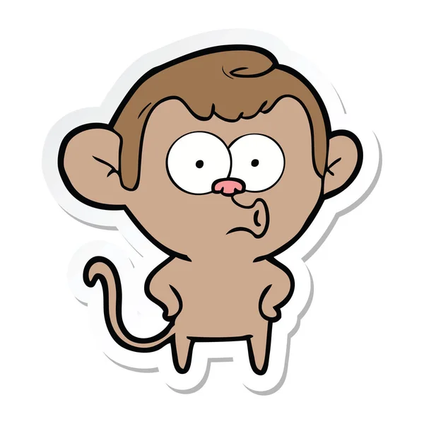 Etiket Bir Karikatür Maymun Şaşırttı — Stok Vektör
