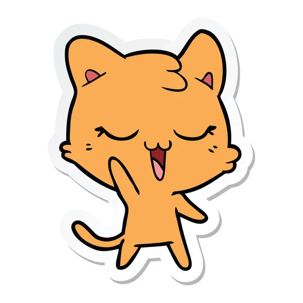 Sticker Van Een Happy Cartoon Kat — Stockvector