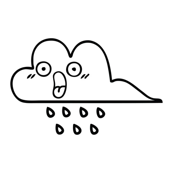 Лінія Малювання Мультфільм Штормовий Дощ Хмара — стоковий вектор