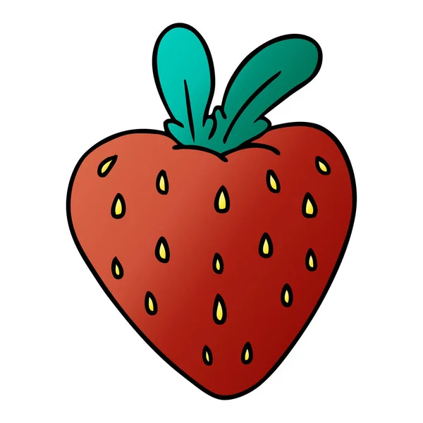 新鮮なイチゴの手描きグラデーション漫画落書き — ストックベクタ