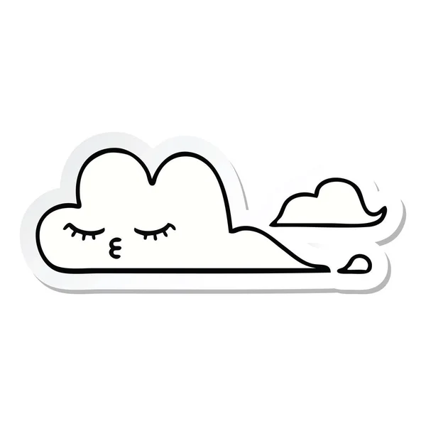 Etiqueta de um desenho animado bonito nuvem branca — Vetor de Stock