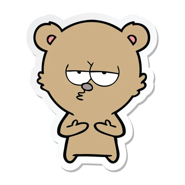 Sticker of a bored bear cartoon — Stock Vector