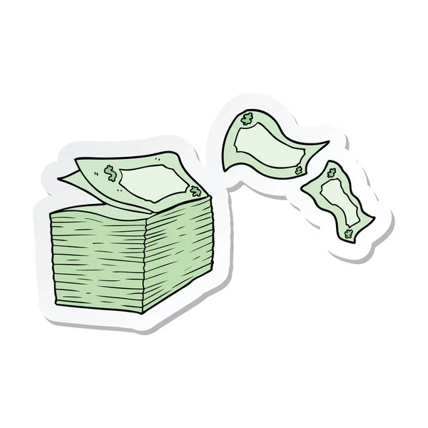 Etiqueta de um dinheiro de desenho animado soprando longe — Vetor de Stock