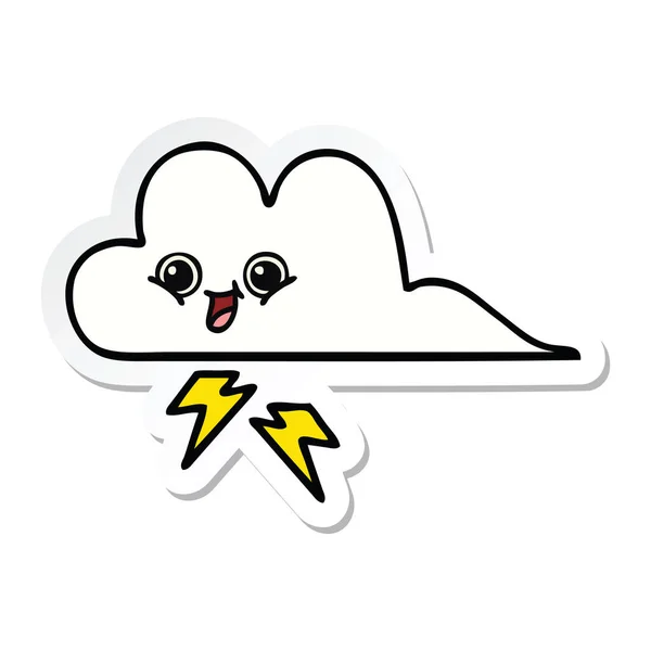 Pegatina de una linda nube de tormenta de dibujos animados — Vector de stock