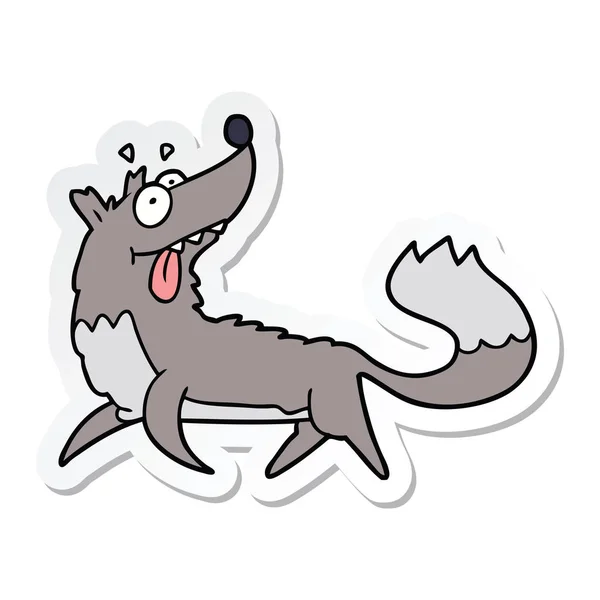 Nálepka Kreslený Hladový Vlk — Stockový vektor