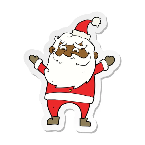 Sticker of a cartoon happy santa claus — Stock Vector