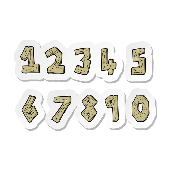 Sticker of a cartoon wooden numbers — Stock Vector