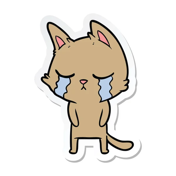 Etiqueta de um gato de desenho animado chorando —  Vetores de Stock