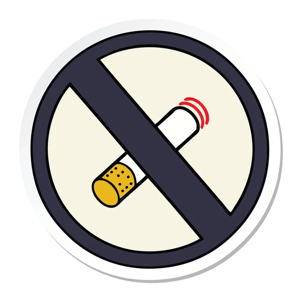 Adesivo Cartone Animato Carino Divieto Fumare Segno Permesso — Vettoriale Stock