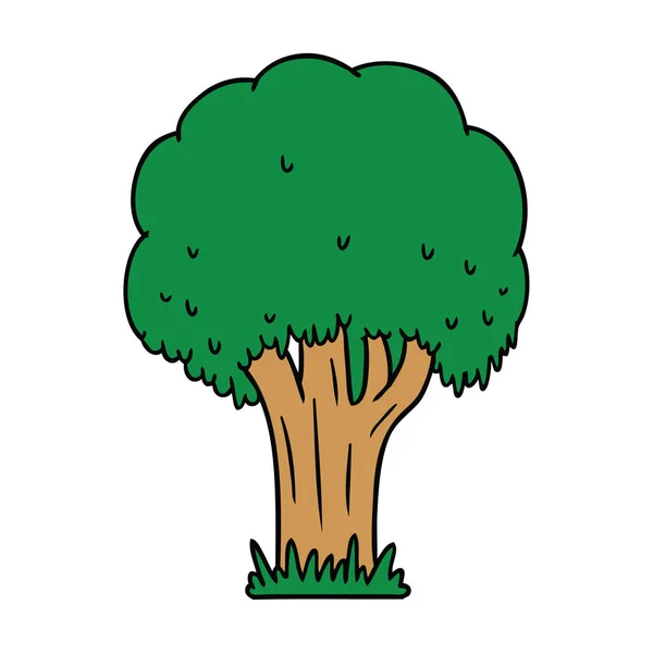 Dessin Animé Dessiné Main Gribouille Arbre Été — Image vectorielle