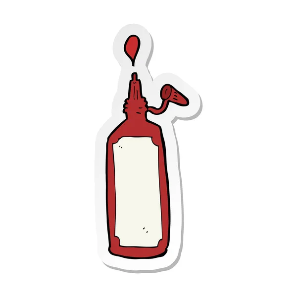 Pegatina de una botella de ketchup de dibujos animados — Vector de stock