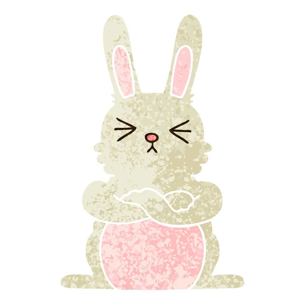 Retro Ilustración Estilo Peculiar Conejo Dibujos Animados — Vector de stock