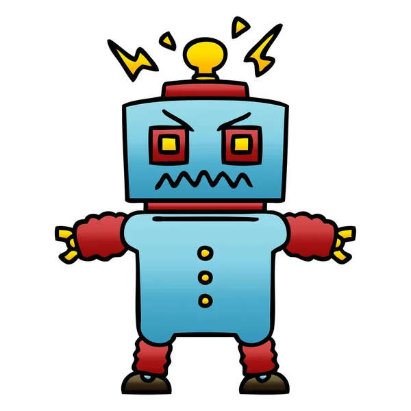 Eccentrico gradiente ombreggiato cartone animato robot — Vettoriale Stock