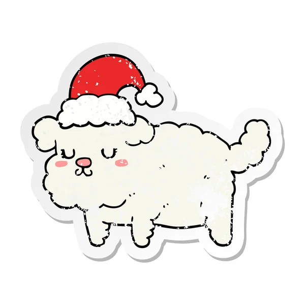 Calcomanía angustiada de un lindo perro de Navidad — Archivo Imágenes Vectoriales