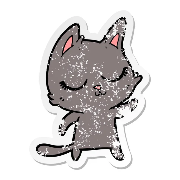 진정 만화 고양이의 고민된 스티커 — 스톡 벡터