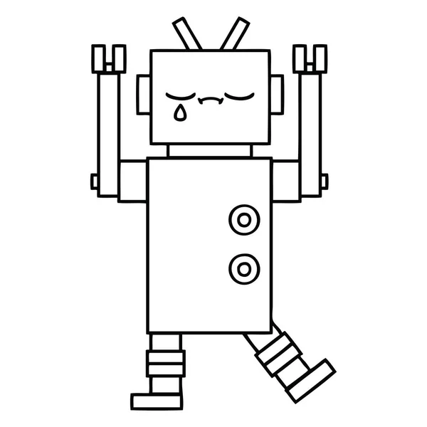 Línea dibujo dibujos animados robot — Archivo Imágenes Vectoriales