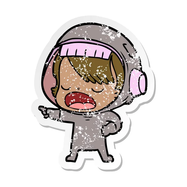 bir çizgi film konuşan astronotun sıkıntılı etiket