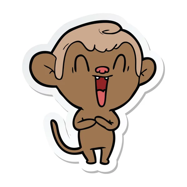 만화 웃는 원숭이의 스티커 — 스톡 벡터