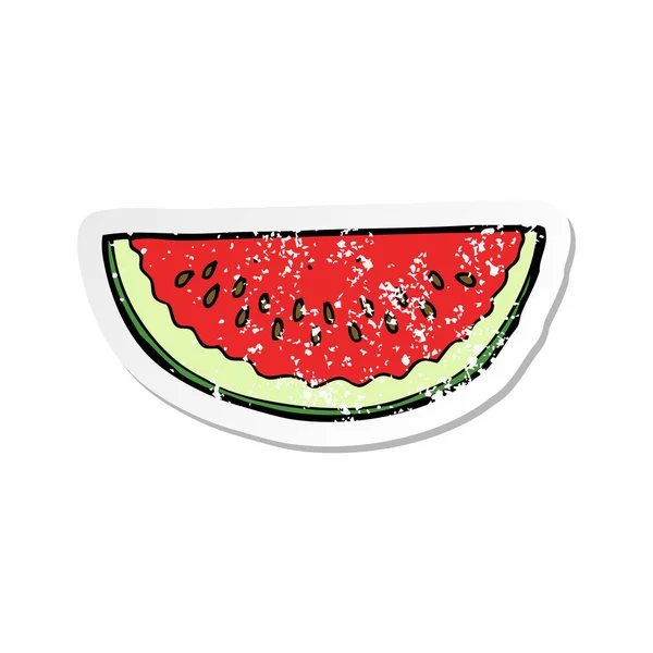 Retro-Aufkleber einer Cartoon-Wassermelonenscheibe — Stockvektor