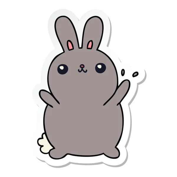 Pegatina Conejo Dibujos Animados Dibujado Mano Peculiar — Vector de stock