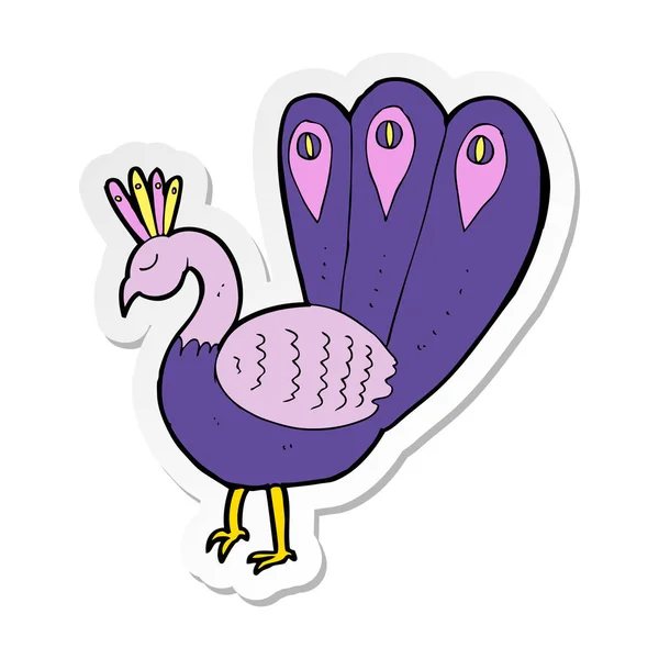 Sticker van een cartoon Pauw — Stockvector