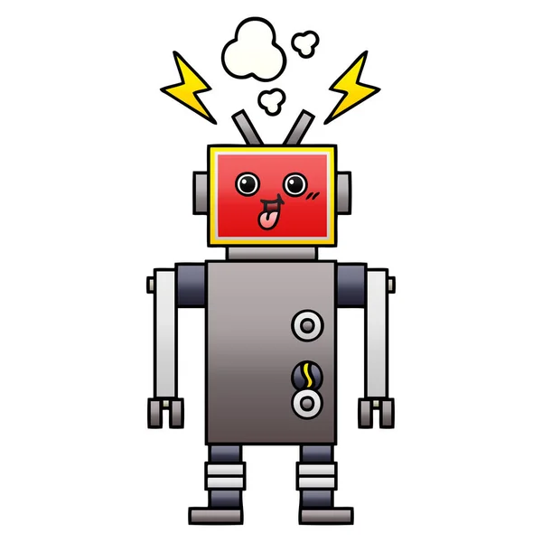 グラデーション シェーディング漫画狂ったロボット — ストックベクタ