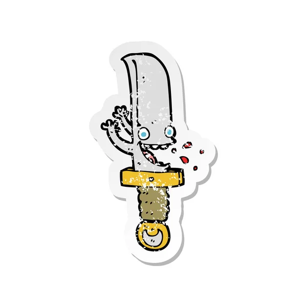 レトロな不良狂気ナイフの漫画のキャラクターのステッカー — ストックベクタ