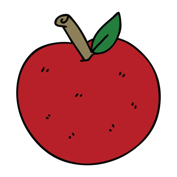 Egendomliga hand dras tecknad apple — Stock vektor