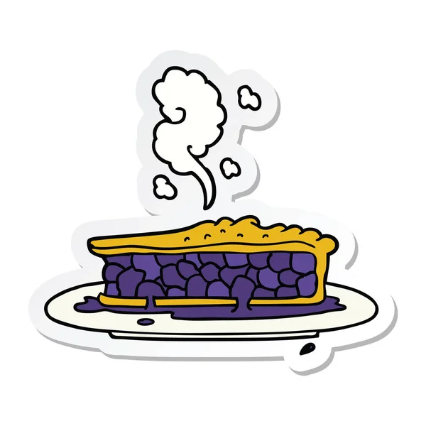 Sticker van een cartoon bosbessen taart — Stockvector