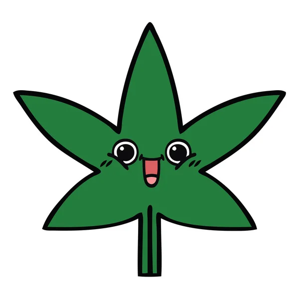 Roztomilý kreslený marihuana leaf — Stockový vektor