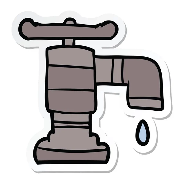 Sticker of a cartoon dripping faucet — Stock Vector