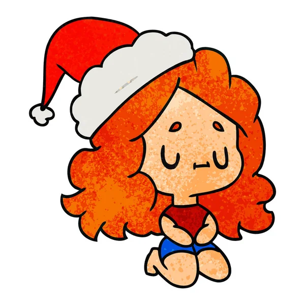 Navidad textura de dibujos animados de chica kawaii — Archivo Imágenes Vectoriales