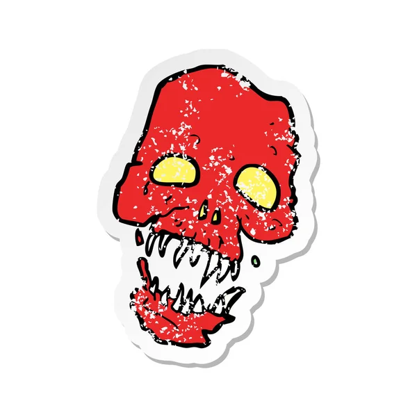 Retro Distressed Sticker Cartoon Scary Skull — Stock Vector