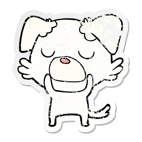Verontruste Sticker Van Een Cartoon Hond — Stockvector