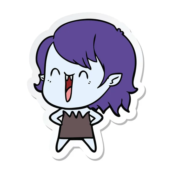 Sticker Cute Cartoon Happy Vampire Girl — Stock Vector